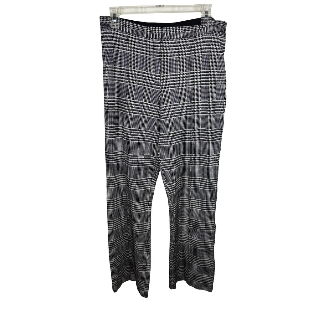 Elie Elie Tahari Glen Plaid Dress Pants Black White High Rise Straight Leg Sz 10